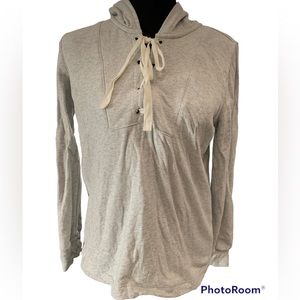 Loft Light Grey Tie Up Hooded Pullover